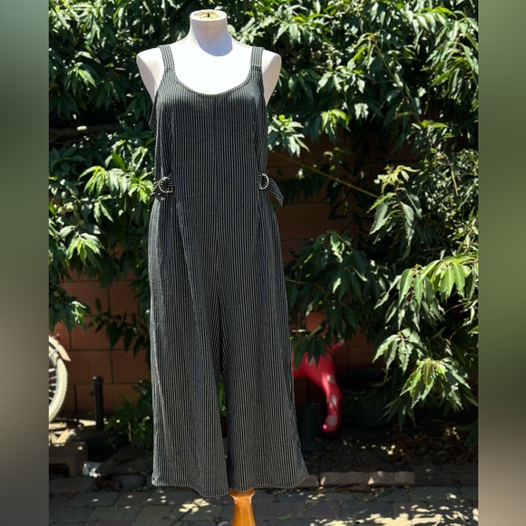 Wild Fable Black & White Vertical Stripes Tank Pantsuit - Picture 2 of 8